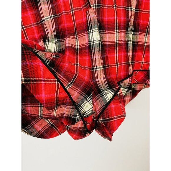 Victoria's Secret Womens Size Small Flannel Pajama Romper Red Plaid Button - Picture 6 of 10